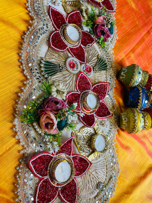 Red floral Table Runner