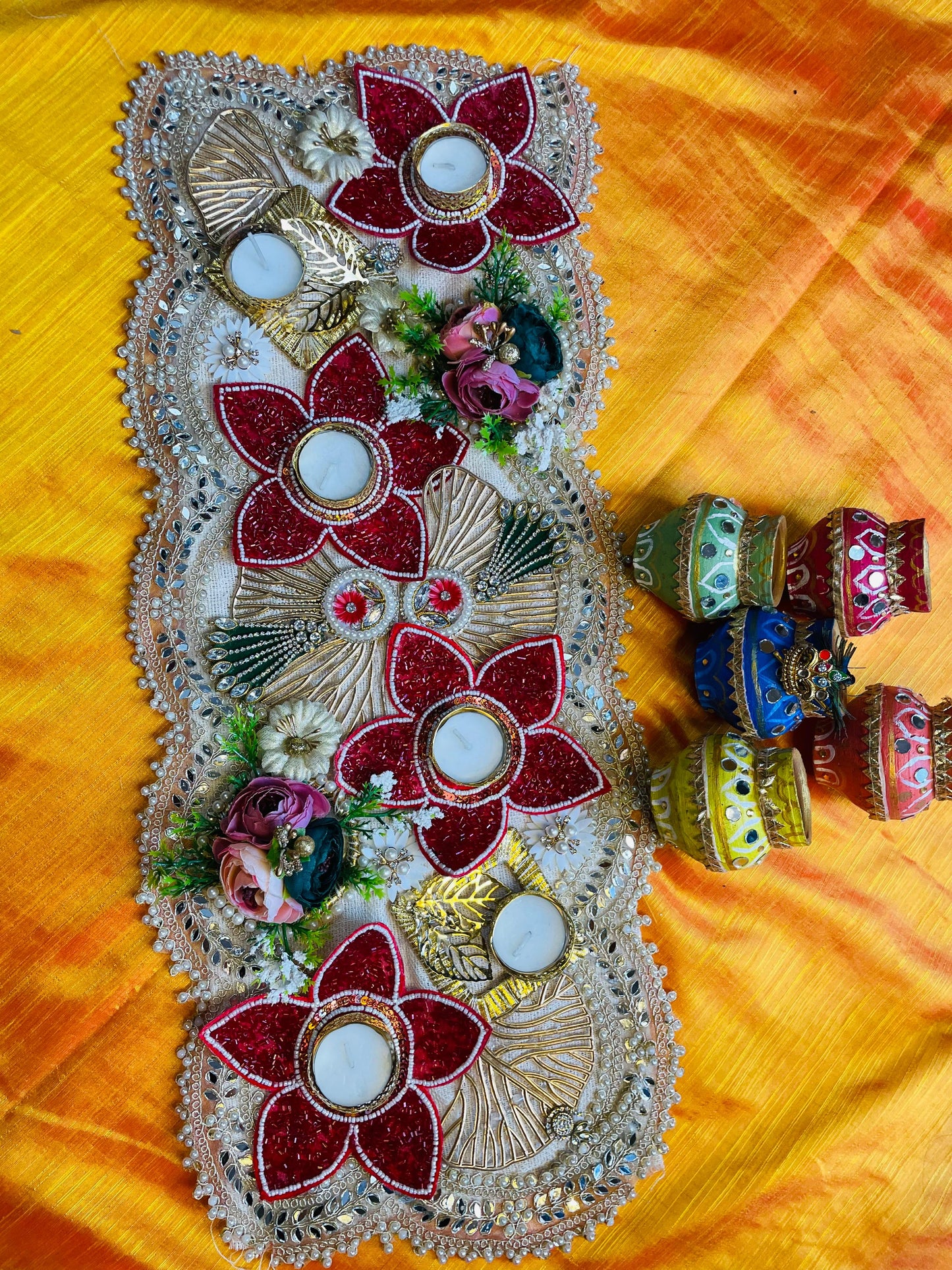 Red floral Table Runner